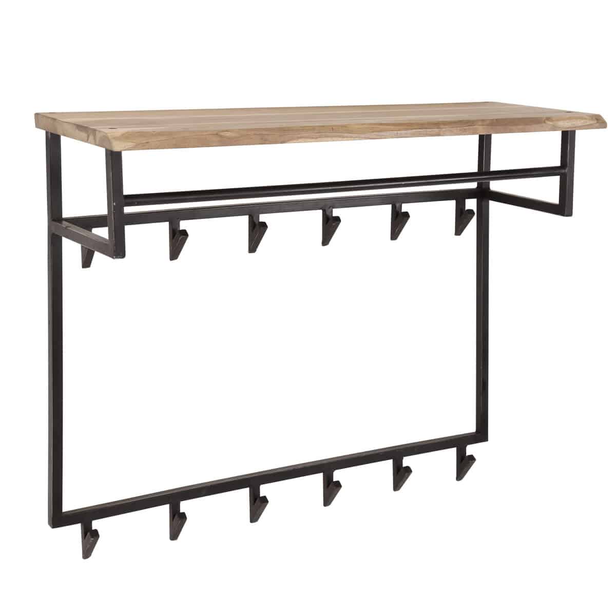 Porte-manteau edge hoog 12 haken hoedenplank / Acacia naturel massif – Image 4