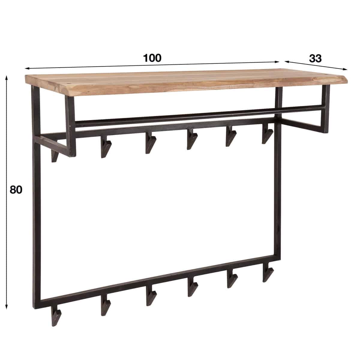 Porte-manteau edge hoog 12 haken hoedenplank / Acacia naturel massif – Image 5