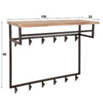 Porte-manteau edge hoog 12 haken hoedenplank / Acacia naturel massif – Image 5