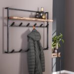 Porte-manteau air solid 12 haken hoedenplank / Acacia naturel massif