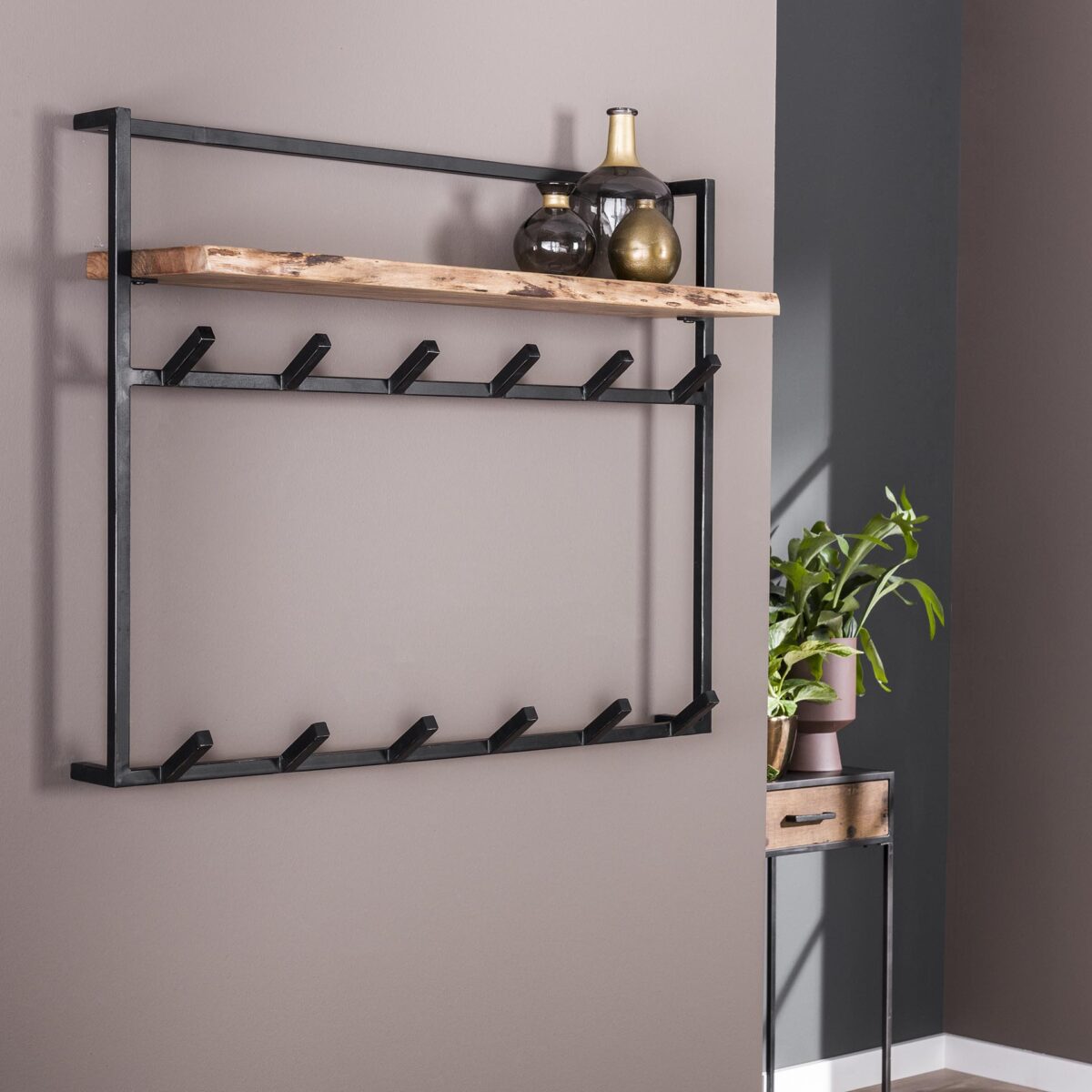 Porte-manteau air solid 12 haken hoedenplank / Acacia naturel massif – Image 2