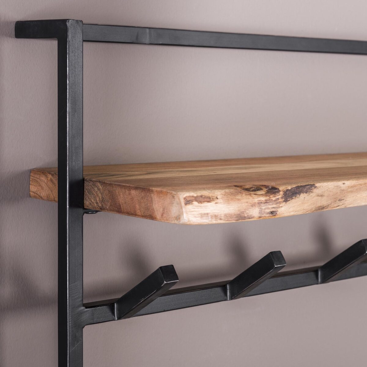 Porte-manteau air solid 12 haken hoedenplank / Acacia naturel massif – Image 3