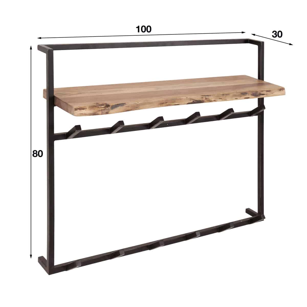 Porte-manteau air solid 12 haken hoedenplank / Acacia naturel massif – Image 5