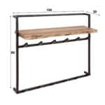 Porte-manteau air solid 12 haken hoedenplank / Acacia naturel massif – Image 5