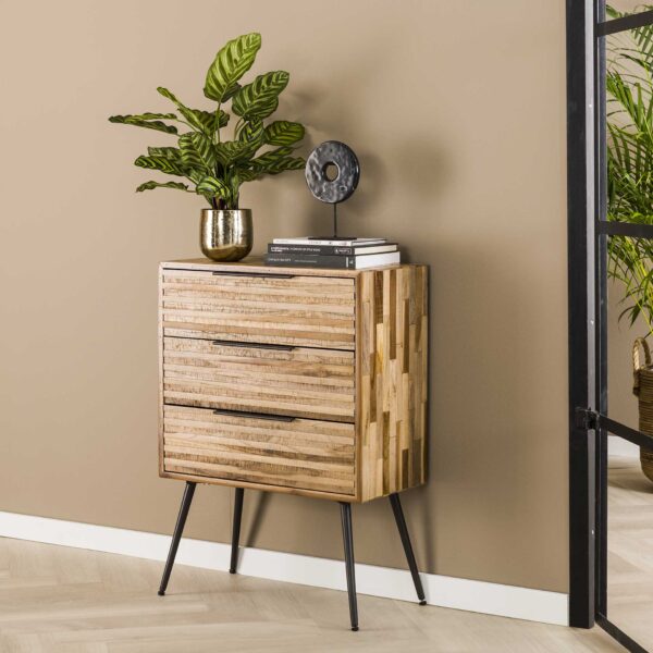 Commode 3L Teca strip / Teck patiné