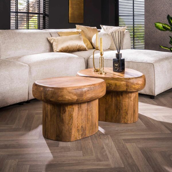Table basse set/2 sleek / Solid Mango (Sand Color)