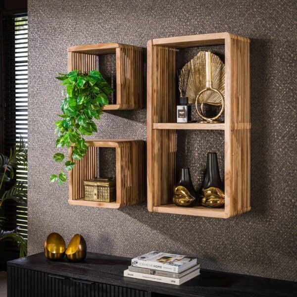 Armoire murale set/3 rib / Teck patiné