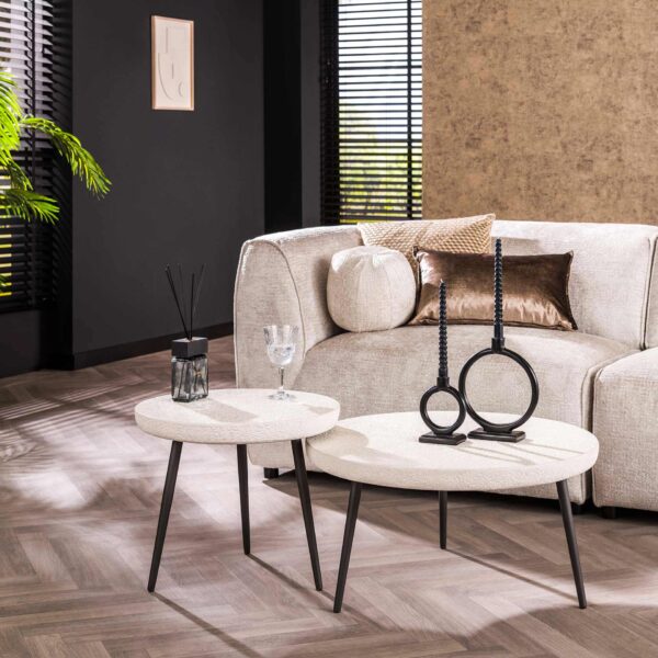Table basse set/2 flat round stone / Composite de marbre