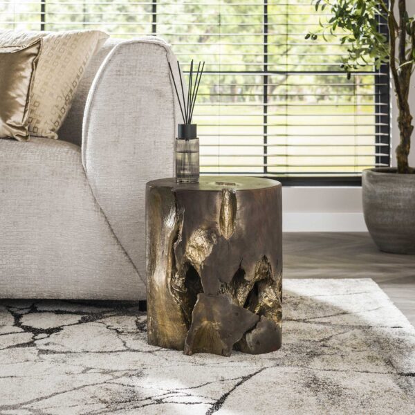 Table d'appoint round grey and gold / Gris