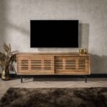 Meuble TV 2 Doors Slide / Acacia naturel massif