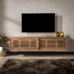 Meuble TV 2 Doors Floating Slide / Acacia naturel massif