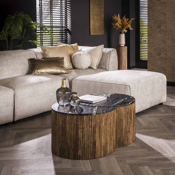 Table basse set/2 half moon midnight / Marbre noir
