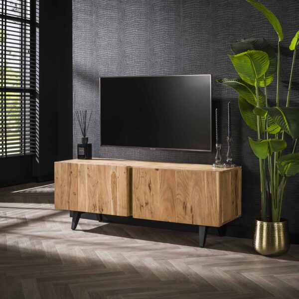 Meuble TV 2 Doors Block / Acacia naturel massif
