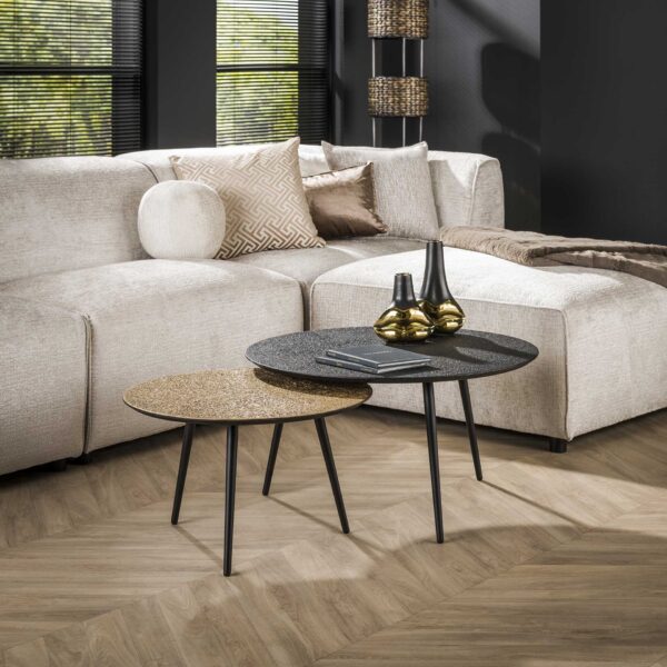 Table basse set/2 rond metallic / Gris
