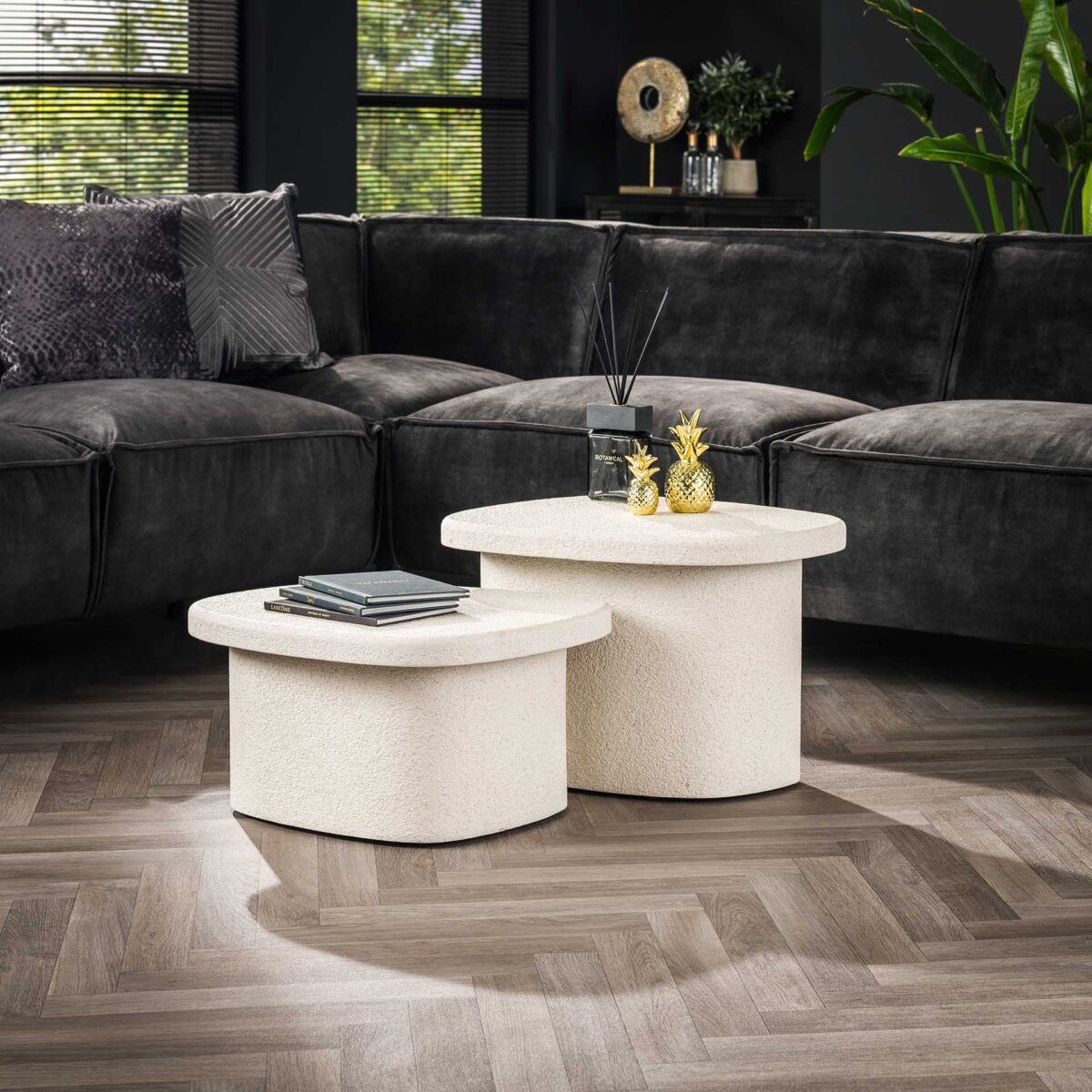 Table basse set/2 stone organic / Composite de marbre – Image 1