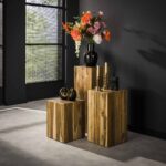 Colonne de fleurs Bole 65 cm / Teck massif recyclé