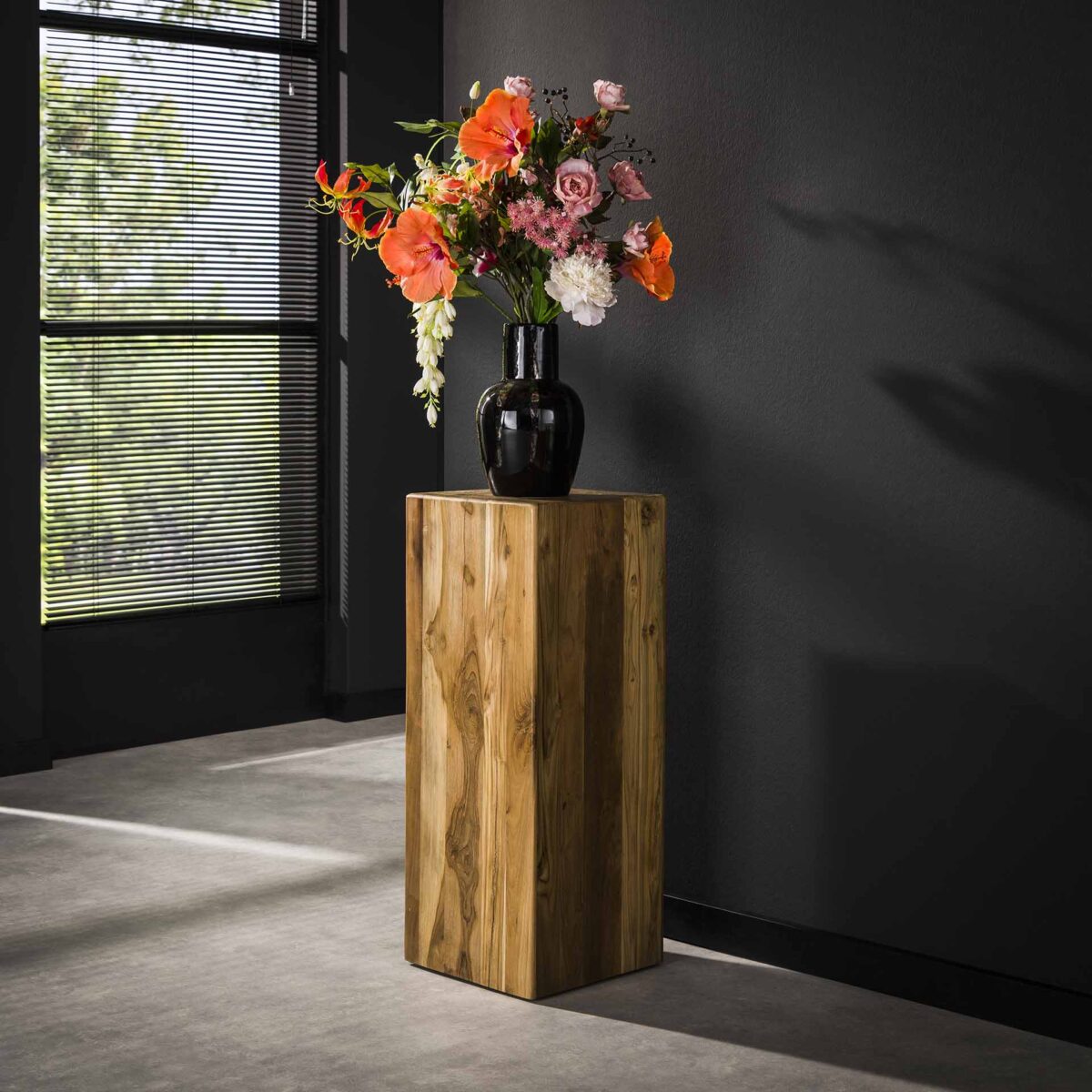 Colonne de fleurs Bole 85 cm / Teck massif recyclé – Image 2