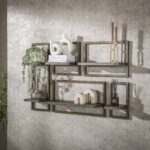 Ensemble de 5 étagères murales en fer / bronze antique