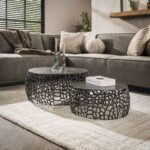 Table basse set/2 maze zandgegoten / Nickel noir