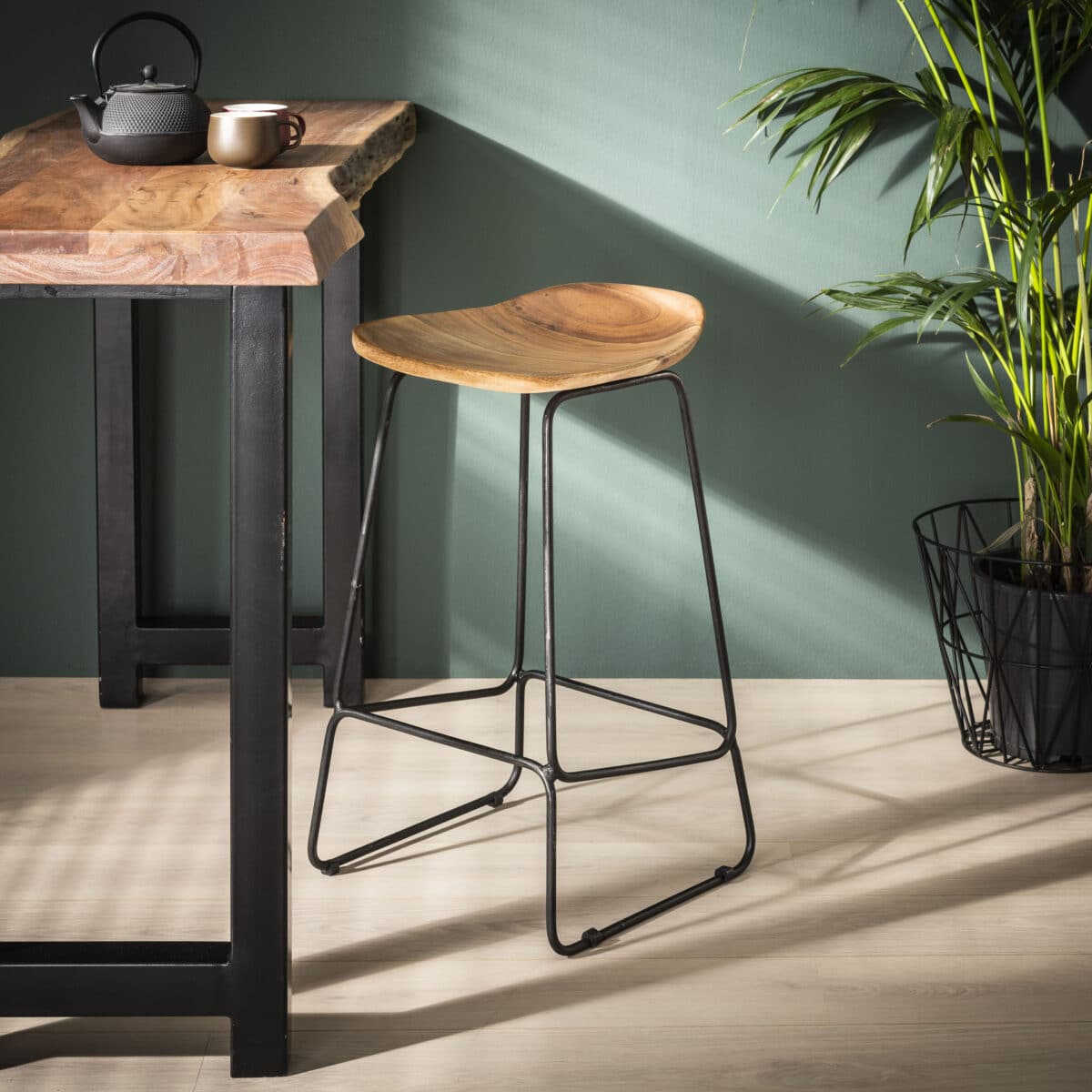 Tabouret de bar Ergo en bois VPE4 / Acacia massif naturel – Image 1