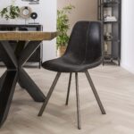 Chaise zig-zag plat frame. VPE4 / Saddle PU Noir