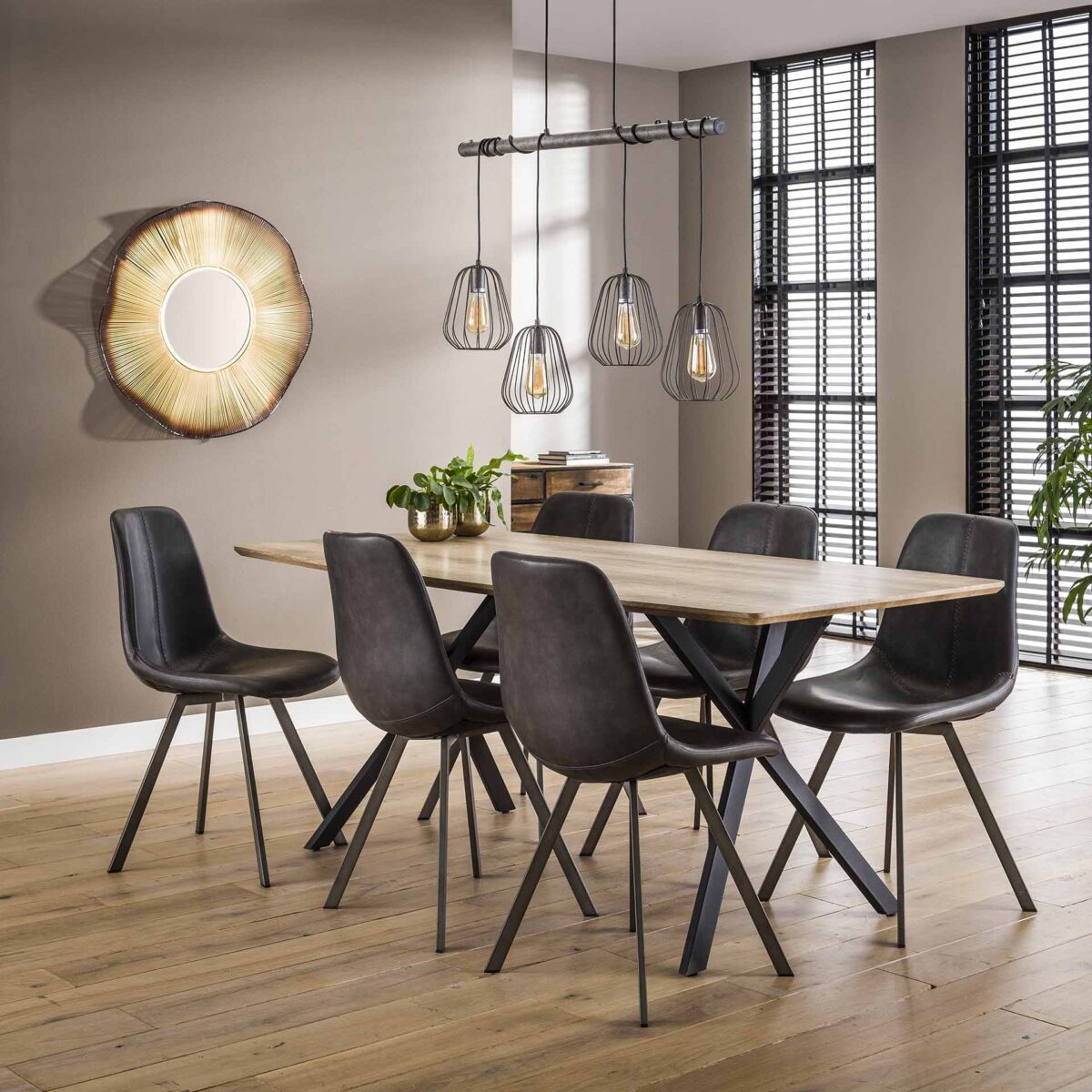 Chaise zig-zag plat frame. VPE4 / Saddle PU Noir – Image 2