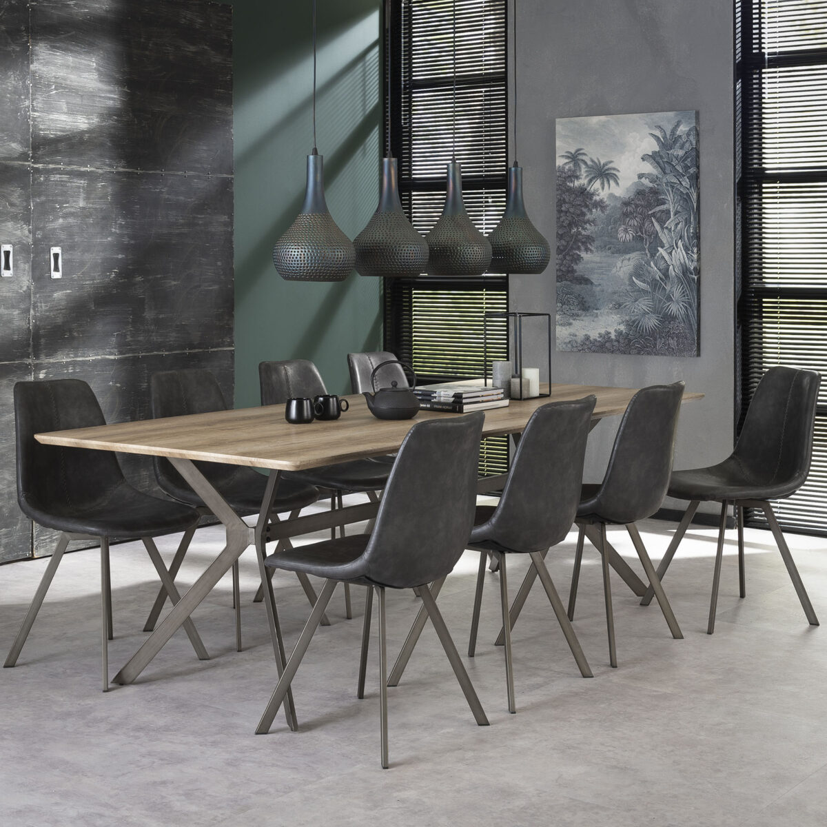Chaise zig-zag plat frame. VPE4 / Saddle PU Noir – Image 3