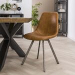 Chaise zig-zag plat frame. VPE4 / Saddle PU Cowhide Brun
