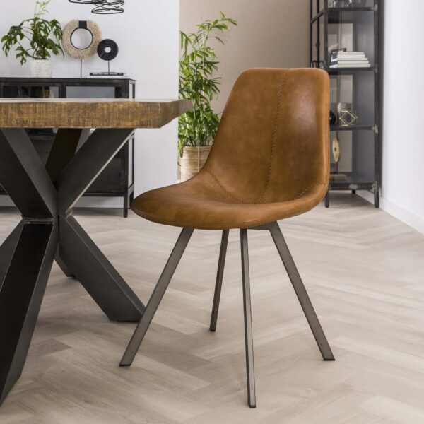 Chaise zig-zag plat frame. VPE4 / Saddle PU Cowhide Brun