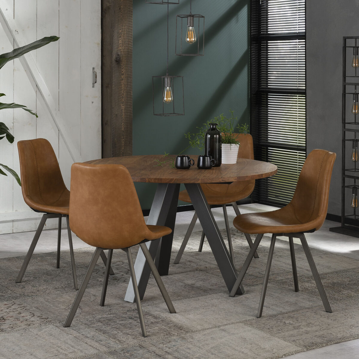 Chaise zig-zag plat frame. VPE4 / Saddle PU Cowhide Brun – Image 3