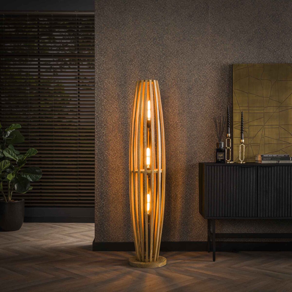 Lampadaire 3L orbit L / Mangue naturelle solide – Image 1