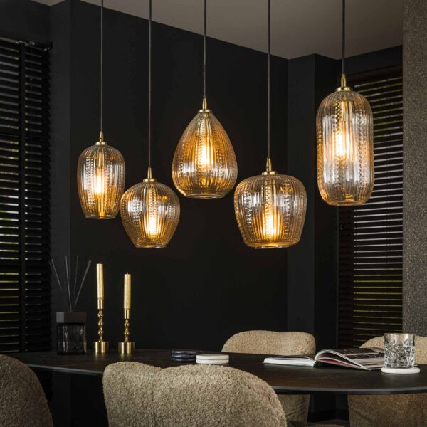Lampe suspendue 5L diamond grain mix / Verre diamanté