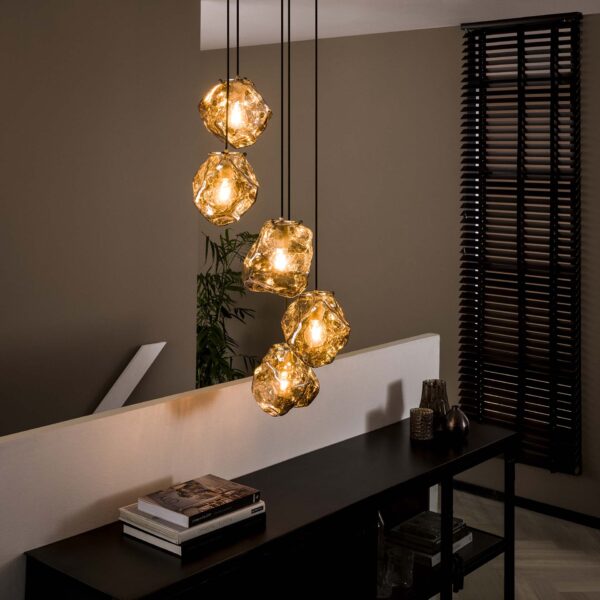 Lampe suspendue 5L rock getrapt / Verre chromé