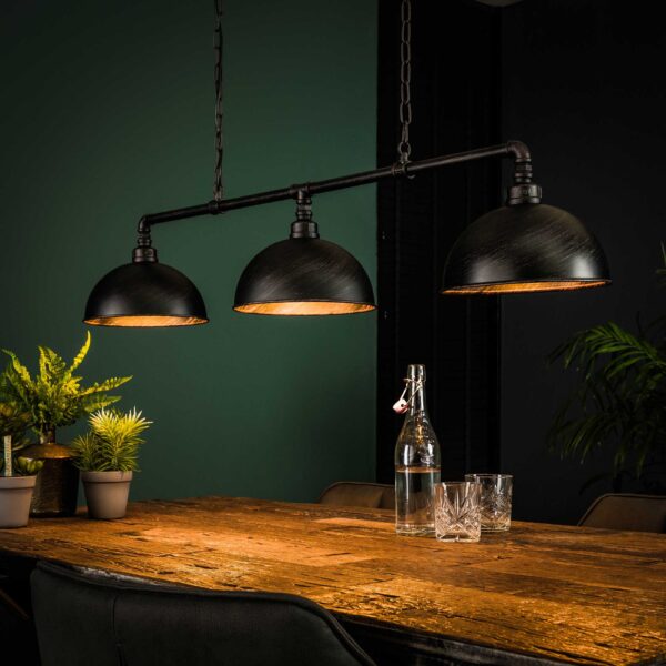 Lampe suspendue 3L halfronde kap-industrial tube / Noir