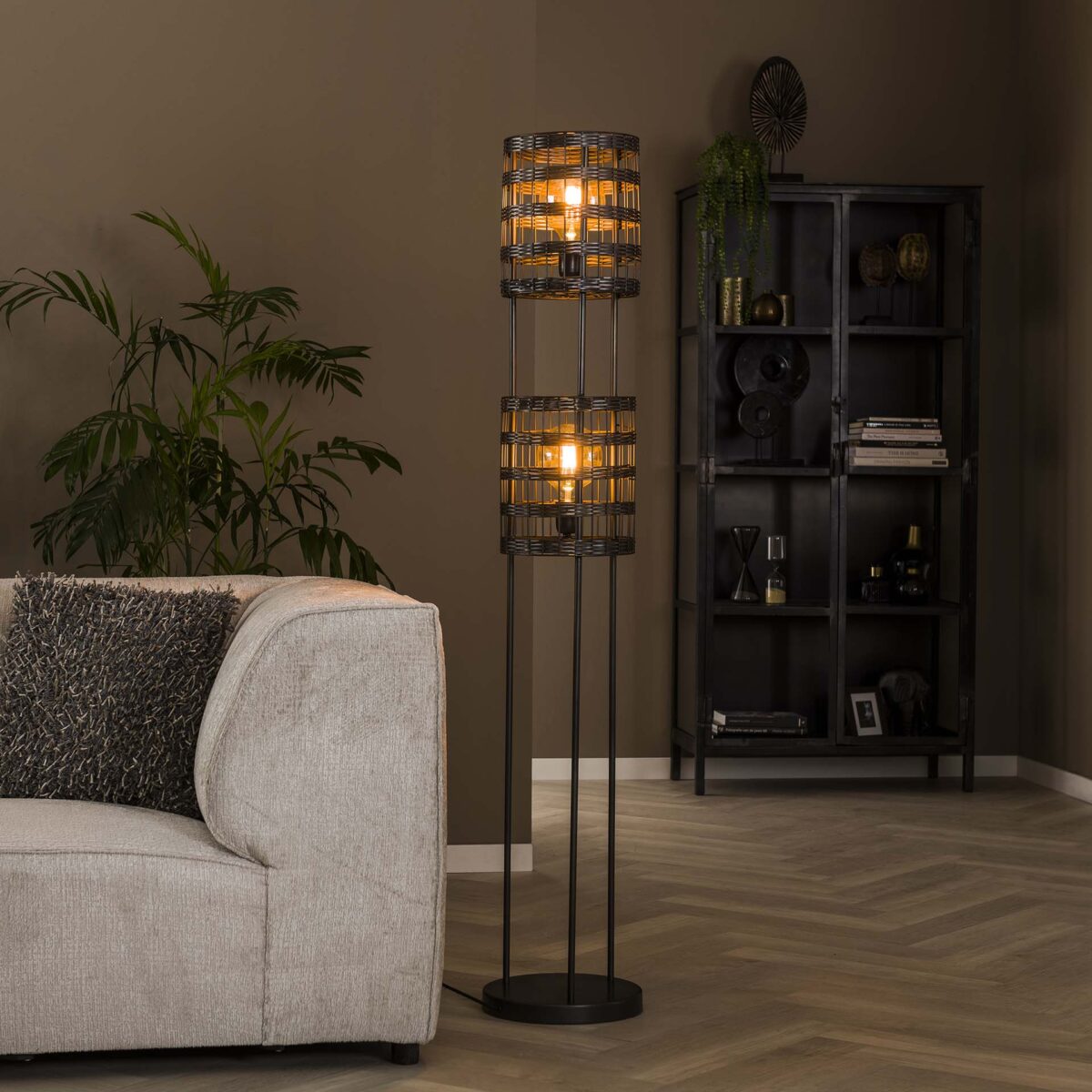 Lampadaire 2L metal blinds / Nickel noir – Image 1