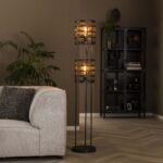 Lampadaire 2L metal blinds / Nickel noir
