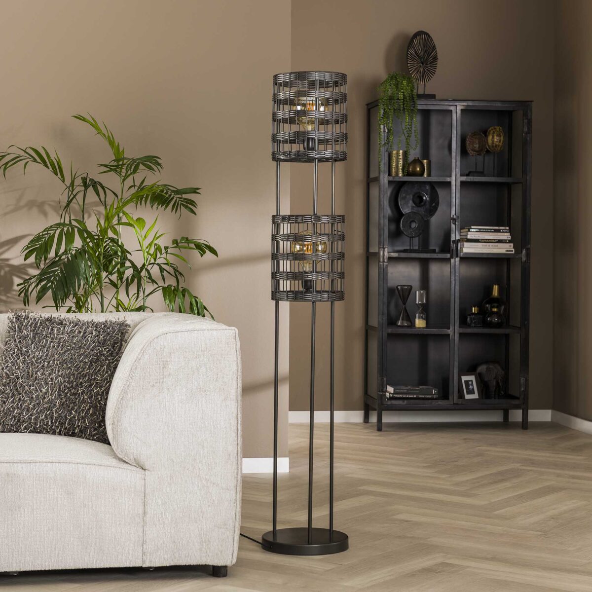 Lampadaire 2L metal blinds / Nickel noir – Image 2