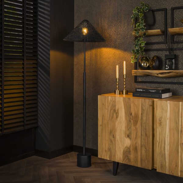 Lampadaire kosmos LED-dimmer / Charbon de bois