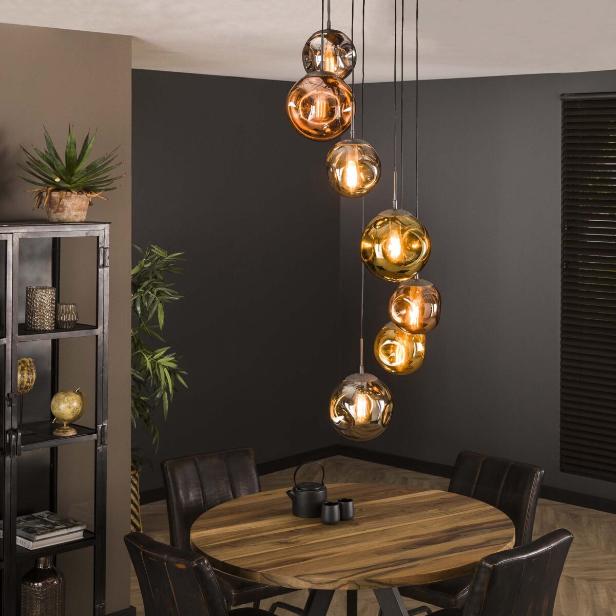 Lampe suspendue 7L getrapt stellar / Argent antique – Image 1