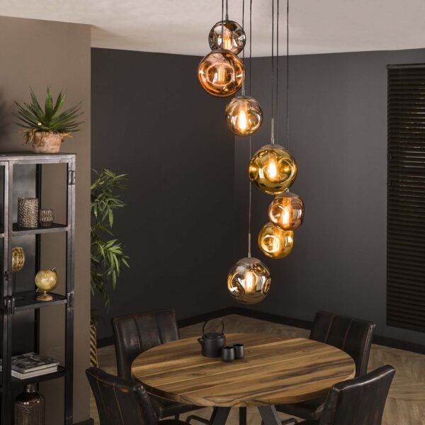 Lampe suspendue 7L getrapt stellar / Argent antique