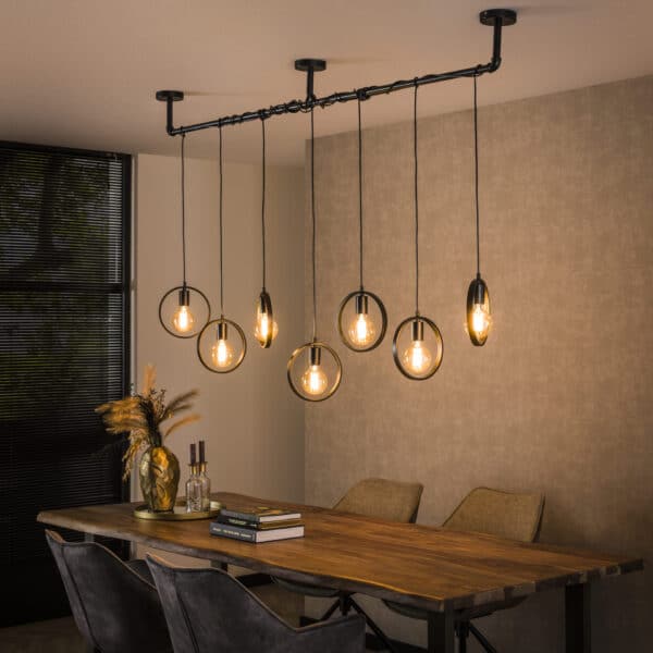 Lampe suspendue 7L ring wikkel / Charbon de bois
