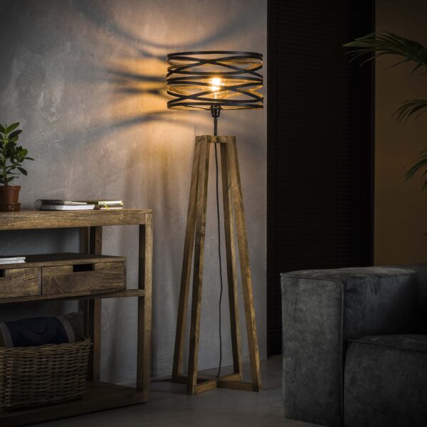 Lampadaire twist houten kruisframe / Gris ardoise