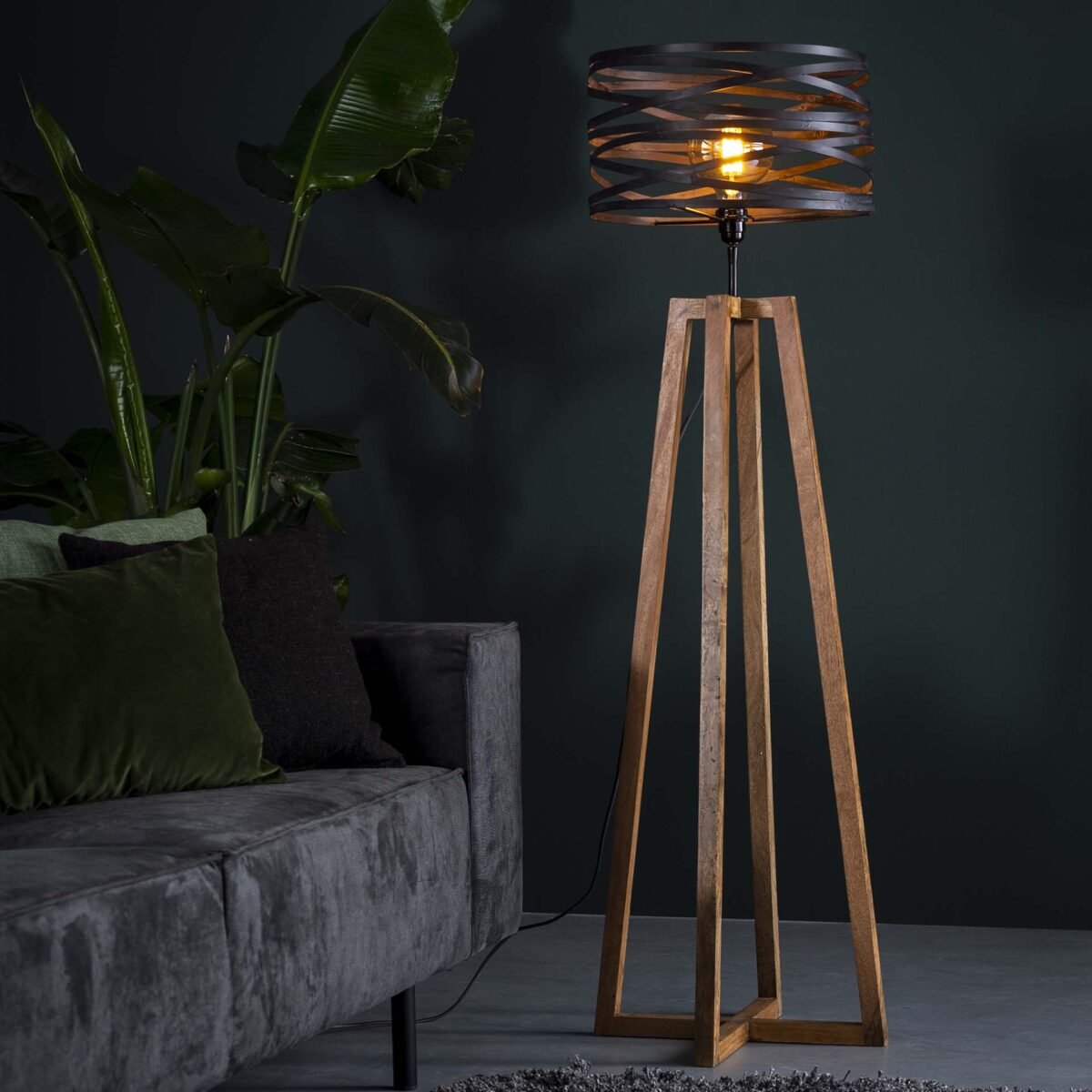 Lampadaire twist houten kruisframe / Gris ardoise – Image 4