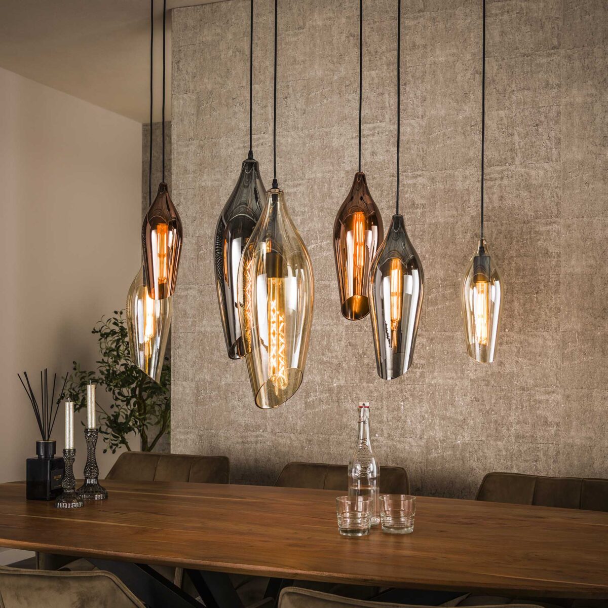 Lampe suspendue 4+3 cocoon mix glass / Noir – Image 1