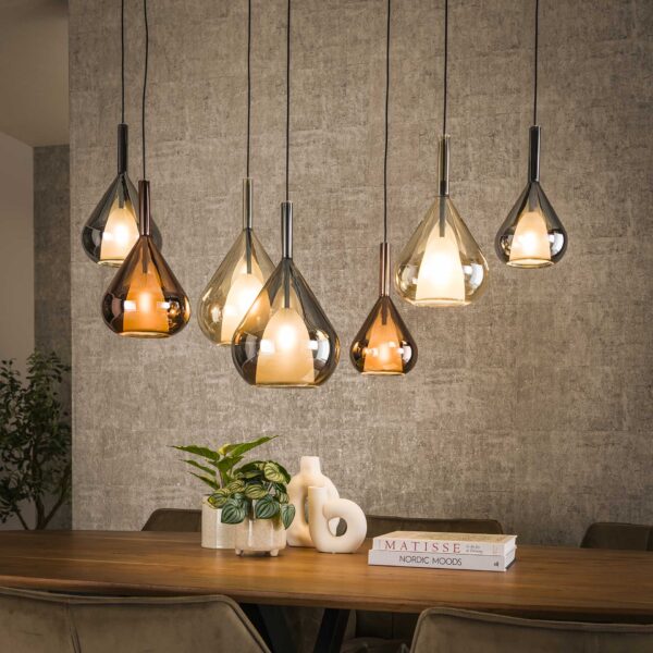Lampe suspendue 4+3 wings mix glass / Noir