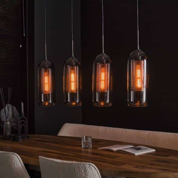 Lampe suspendue 4L smoke glas-geperforeerd staal / Arctic Noir