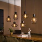 Lampe à suspension 3+3 mix métal / Charbon de bois