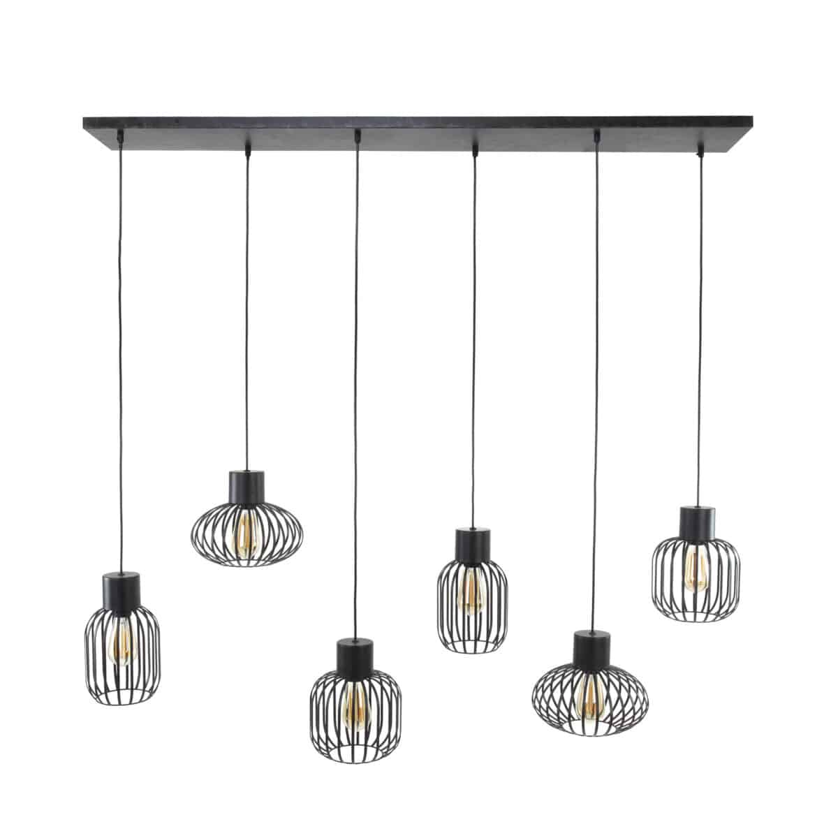 Lampe à suspension 3+3 mix métal / Charbon de bois – Image 5