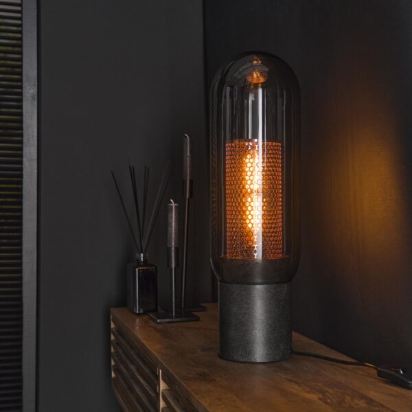 Lampe de table smoke glas-geperforeerd staal / Arctic Noir