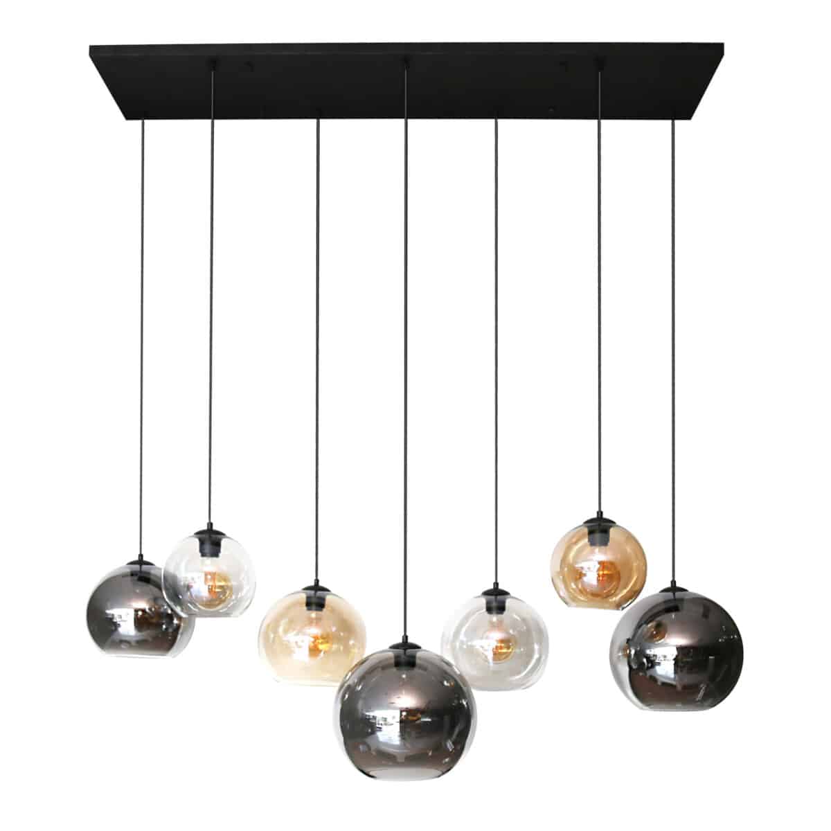 Lampe à suspension 4+3 multi globes XL / Noir Artic – Image 5